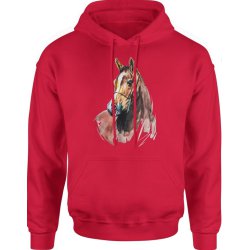  Bluza męska z kapturem Koń z koniem Horse czerwona