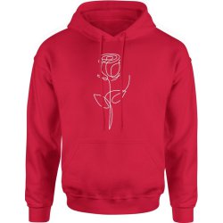  Bluza męska z kapturem Róża minimalistyczna z kwiatem czerwona