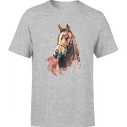  Koszulka męska Koń z koniem Horse szara