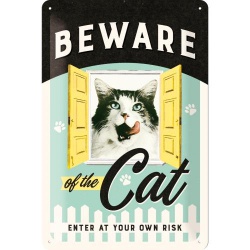  Metalowy Plakat 20 x 30cm Beware of the Cat