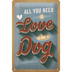  Metalowy Plakat 20 x 30cm Love Dog