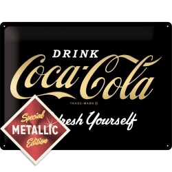  Metalowy Plakat 30 x 40cm Coca-Cola Logo Gold