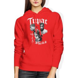  Bluza damska z kapturem 2Pac Tupac streetwear czerwona