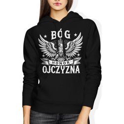  Bluza damska z kapturem Bóg Honor Ojczyzna Orzeł Biały