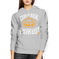  Bluza damska z kapturem Cukierek albo psikus Halloween szara