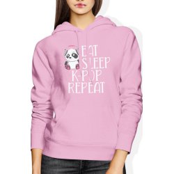  Bluza damska z kapturem Eat Sleep K-POP repeat KPOP muzyczna różowa