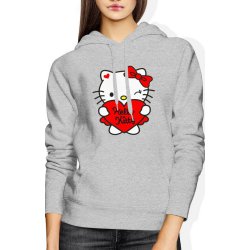  Bluza damska z kapturem Hello kitty szara