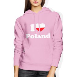  Bluza damska z kapturem I Love Poland Polska PL różowa