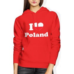  Bluza damska z kapturem I Love Poland Polska PL czerwona