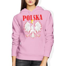  Bluza damska z kapturem Kibica Polska Orzeł różowa