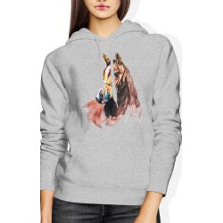  Bluza damska z kapturem Koń z koniem Horse szara 