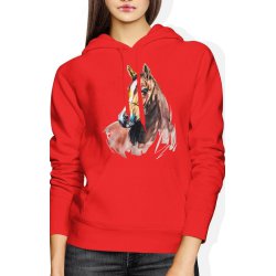  Bluza damska z kapturem Koń z koniem Horse czerwona