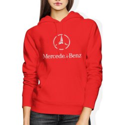  Bluza damska z kapturem Mercedes-benz logo czerwona