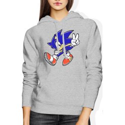  Bluza damska z kapturem Sonic Sega gra Hedgehog szara