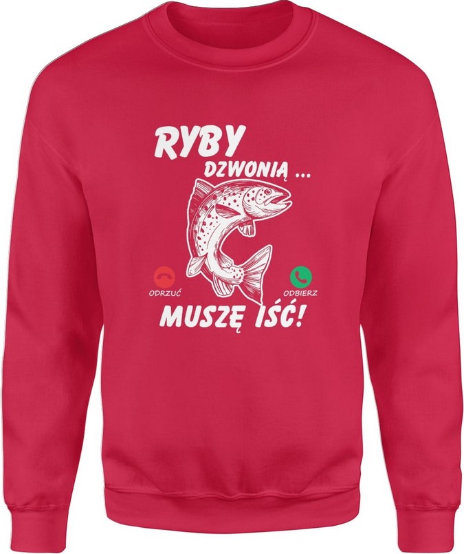 Bluza męska Ryby dzwonią wędkarska wędkarz czerwona