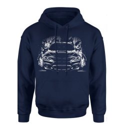  Bluza męska z kapturem Auto z samochodem granatowa