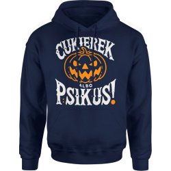  Bluza męska z kapturem Cukierek albo psikus Halloween granatowa