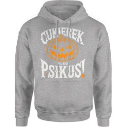  Bluza męska z kapturem Cukierek albo psikus Halloween szara