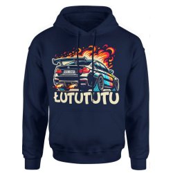  Bluza męska z kapturem Łutututu Auto z samochodem granatowa