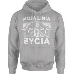  Bluza męska z kapturem Moja linia życia spacer po górach szara