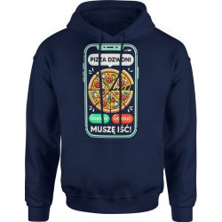  Bluza męska z kapturem Pizza dzwoni muszę iść dla pizzermana granatowa