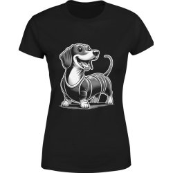 Koszulka damska Jamnik pies z radosnym jamnikiem