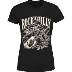  Koszulka damska Rockabilly Czaszka Z Gitara 