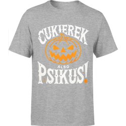  Koszulka męska Cukierek albo psikus Halloween szara