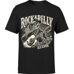  Koszulka męska Rockabilly Czaszka Z Gitara 