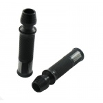 Manetki motocyklowe czarne z końcówkami kierownicy.