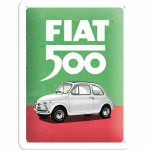 Metalowy Plakat 15 x 20cm Fiat 500 Italian Colours