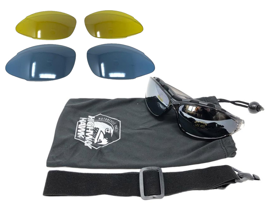 Okulary motocyklowe z wymiennymi szkłami